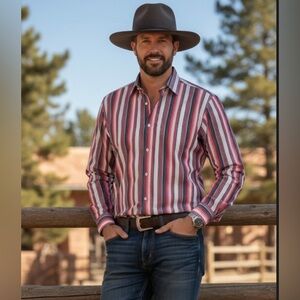 A men's striped shirt by Michael Kors. 100% Cotton